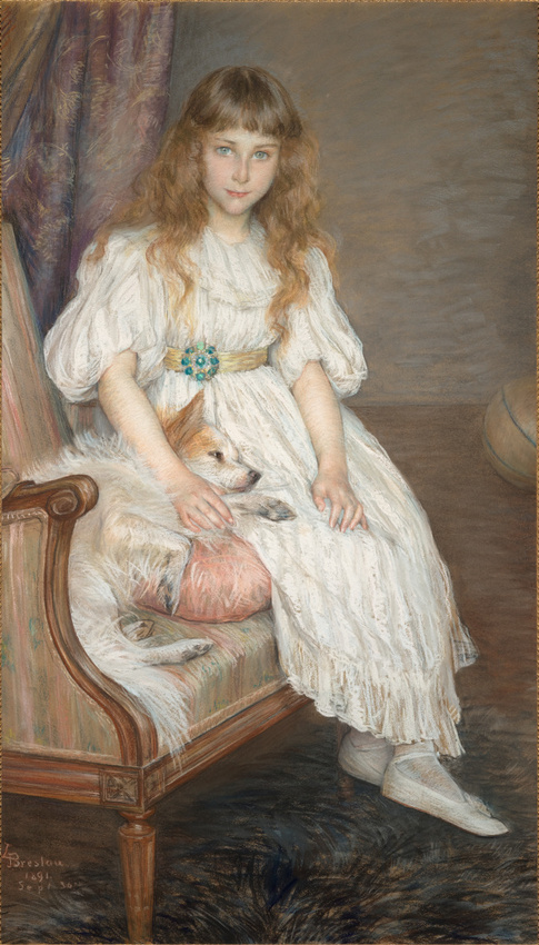 Louise Breslau Portrait de Mademoiselle Adeline Poznanska enfant 1891 pastel sur papier H. 130,5 ; L. 76,5 cm